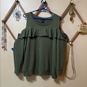 Torrid Olive Green Cold Shoulder Sweatshirt